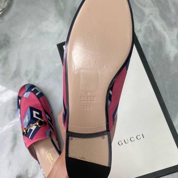 GUCCI PINK BLUE HORSEBIT SANDALS - Picture 6 of 7